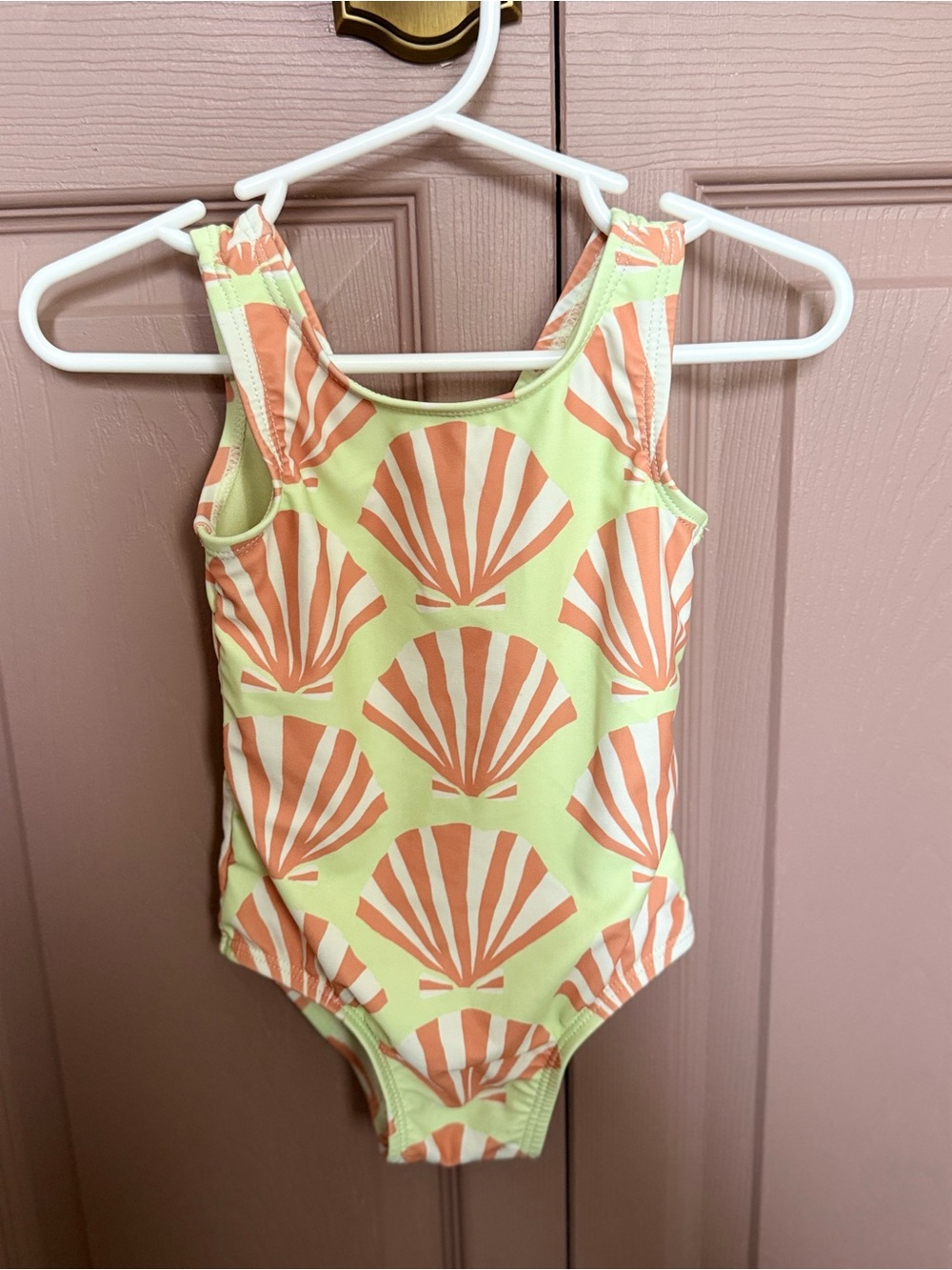 Little Co One-Piece Swim Suit in Peach Shell Print